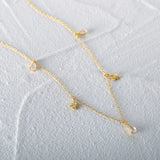 925 Silver Pink Water Drop Zircon Charms Necklace Crystal Star Pendant