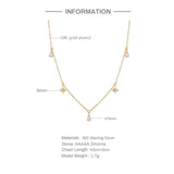 925 Sterling Silver Pink Water Drop Zircon Necklace Crystal Star Pendant