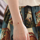 925 Silver Red Heart Zircon Bracelet For Women