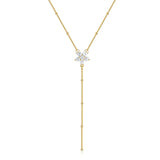 925 Silver Y Shape Zircon Flower Pendant Necklace for Women