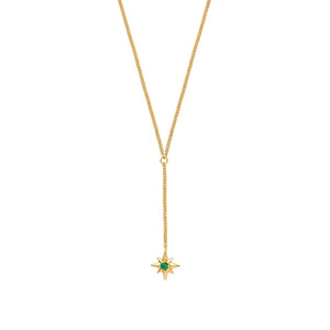 925 Silver Long Chain Green Zircon Star Pendant Necklace French Clavicle Choker