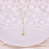 925 Silver Long Chain Green Zircon Star Pendant Necklace French Clavicle Choker
