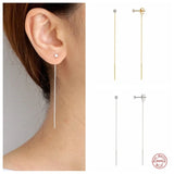 925 Silver Tassel Drop Earring Crystal Pendant Dangle Jewelry