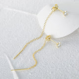 925 Silver Tassel Drop Earring Crystal Pendant Dangle Jewelry