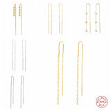 925 Silver Tassel Threader Earrings Zircon Snake Key Dangle Earrings