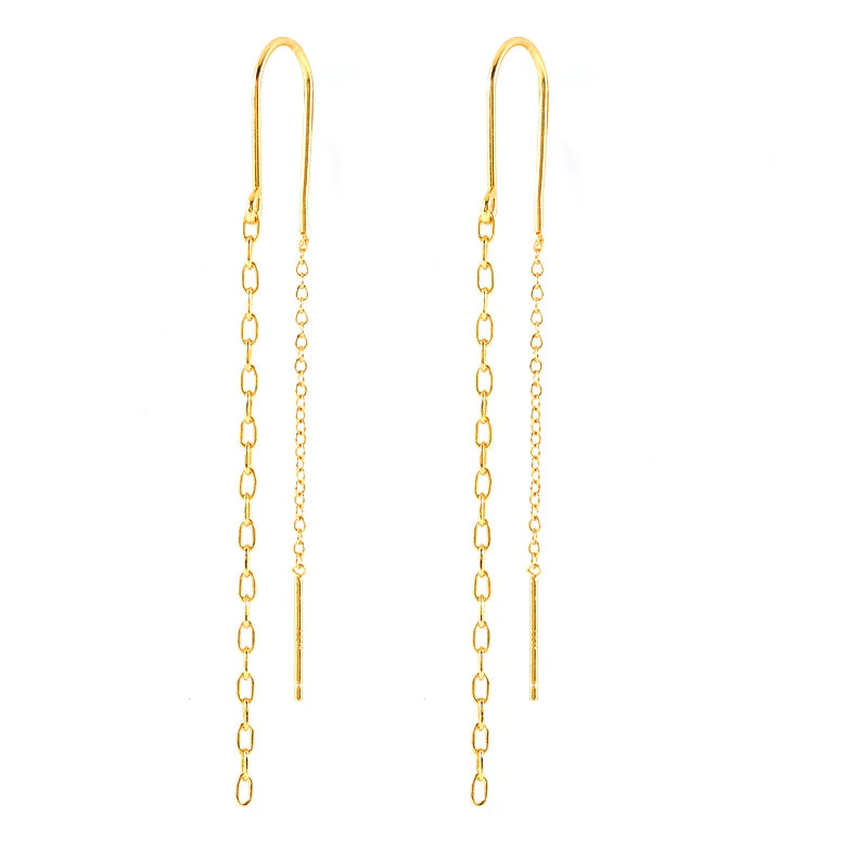 925 Silver Tassel Threader Earrings Zircon Snake Key Dangle Earrings