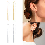 925 Silver Tassel Threader Earrings Zircon Snake Key Dangle Earrings