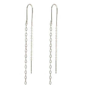 925 Silver Tassel Threader Earrings Zircon Snake Padlock Key Dangle Jewelry