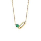 925 Silver Circle Pendant Long Loop Green Zircon Charm Necklace