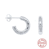 925 Silver Circle Hoop Earrings Women C Shape Huggie Punk Fine Jewelry