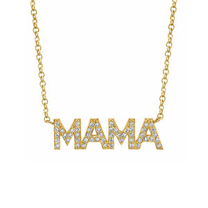 925 Silver MAMA Pendant Necklace Heart MOM Charm Choker Jewelry