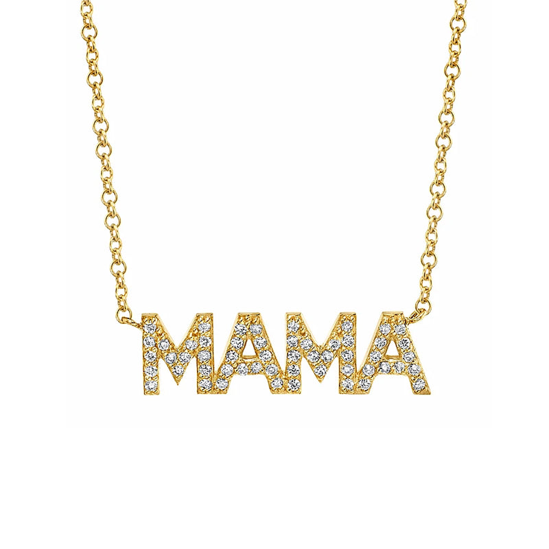 925 Silver MAMA Pendant Necklace Heart MOM Charm Choker Jewelry Mother's Gift