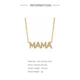 925 Silver MAMA Pendant Necklace Heart MOM Charm Choker Jewelry Mother's Gift