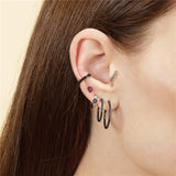 925 Silver Colorful Zircon Clip Earrings No Piercing