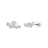 Sterling Silver Zircon Climber Earrings for Women