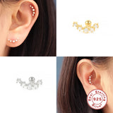 925 Silver Mini Snake Stud Earrings Zircon Bolt Flower Cartilage Ear Studs