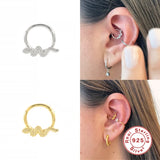 925 Silver Mini Snake Stud Earrings Zircon Bolt Flower Cartilage Ear Studs