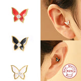 925 Silver Mini Snake Stud Earrings Zircon Bolt Flower Cartilage Ear Studs