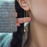 925 Silver Chain Tassel Threader Earrings 18K Plated Dangle Earrings