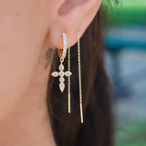 925 Silver Minimalist 80mm Tassel Threader Earrings 18K Plated Dangle