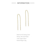 925 Silver Minimalist 80mm Tassel Threader Earrings 18K Plated Dangle