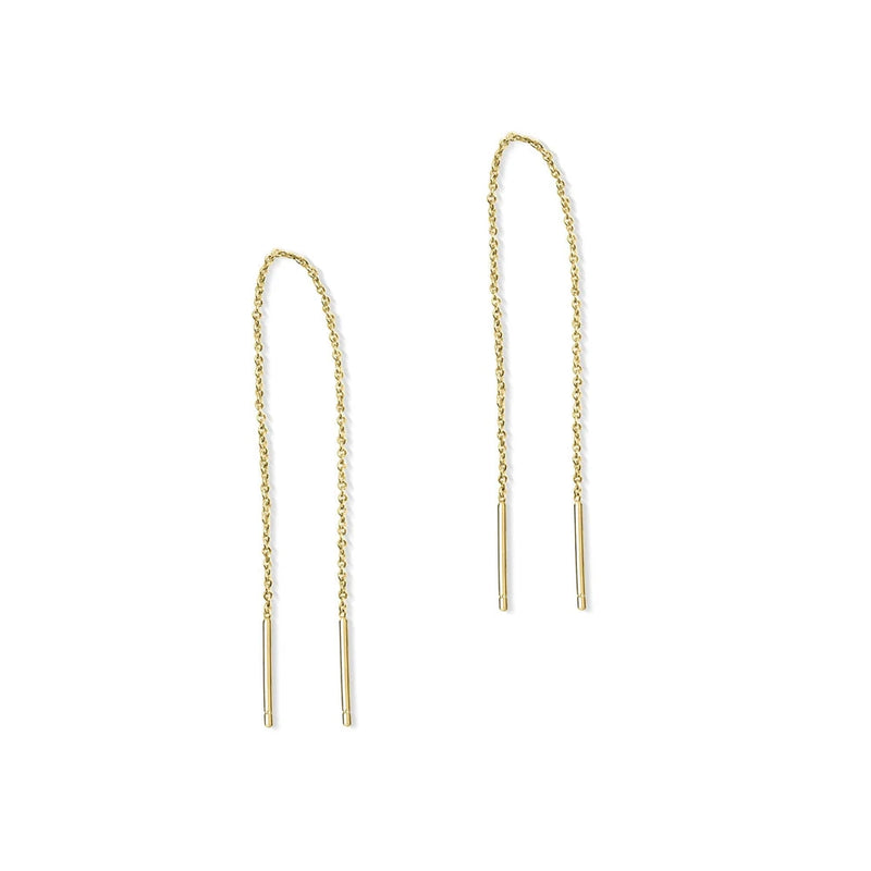 925 Silver Minimalist 80mm Tassel Threader Earrings 18K Plated Dangle