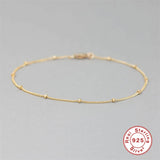 925 Silver Small Beads Chain Bracelet Rose Red Party Jewelry