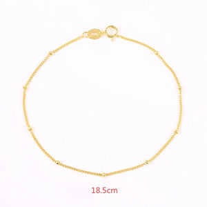 925 Silver Small Beads Chain Bracelet Rose Red Party Jewelry