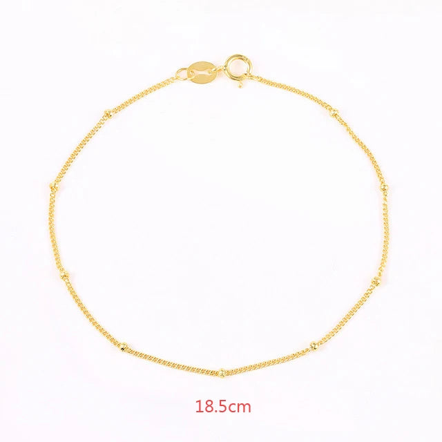 925 Silver Small Beads Chain Bracelet Rose Red Party Jewelry