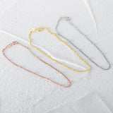 925 Silver Small Beads Chain Bracelet Rose Red Party Jewelry