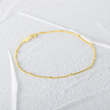 925 Silver Small Beads Chain Bracelet Rose Red Party Jewelry