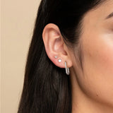 925 Silver Square Rectangle Hoop Earrings Geometric Huggies