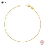 925 Silver Thin Slim Chain Bracelets For Women Gift 18K Plated