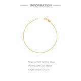 925 Silver Thin Slim Chain Bracelets For Women Gift 18K Plated