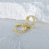 925 Silver CZ Pave Hoop Earrings Delicate Jewelry
