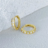 925 Silver CZ Pave Hoop Earrings Delicate Jewelry
