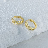 925 Silver CZ Pave Hoop Earrings Delicate Jewelry