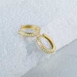 925 Silver CZ Pave Hoop Earrings Delicate Jewelry