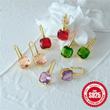 925 Silver Multicolor Zircon Drop Earrings For Women Wedding Party