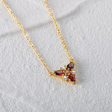 925 Silver Garnet Dark Red Zircon Triangle Pendant Necklace Women