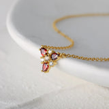 925 Silver Garnet Dark Red Zircon Triangle Pendant Necklace Women