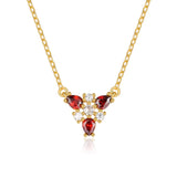 925 Silver Garnet Dark Red Zircon Triangle Pendant Necklace Women
