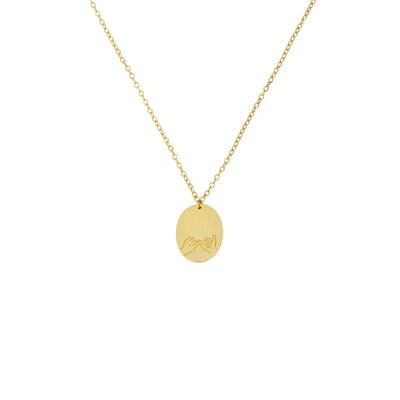 925 Silver Necklace Hand in Hand Pattern Pendant Personalized Clavicle Chain