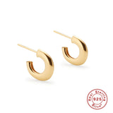925 Silver Tube Hoop Earrings Small C Shape Loop Circle Earring