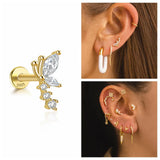925 Silver Tragus CZ Dragonfly Labret Stud