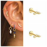 925 Silver Tragus Cartilage Piercing Stud Earrings Clear CZ Dragonfly Labre