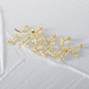 925 Silver Tragus CZ Dragonfly Labret Stud