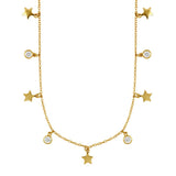 925 Silver Zircon Star Pendant Necklace for Women Choker Chain Jewelry Gift