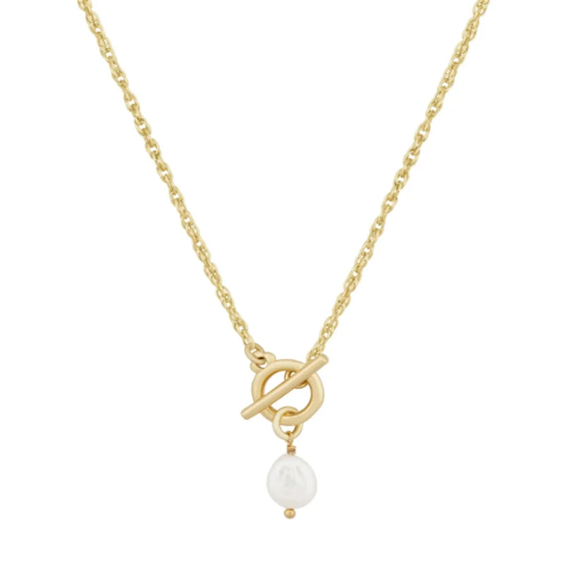 925 Silver OT Buckle Pendant Necklaces 18K Plated Pearl Charm Choker