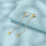 925 Silver Green Pink CZ Front Back Earrings Crystal Tassel Drop Earrings